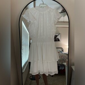 White Flutter Sleeve Dress